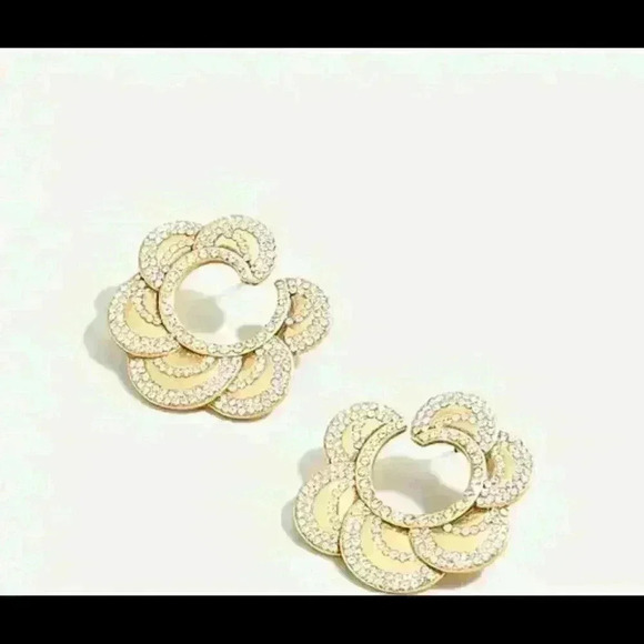 J Crew Layered Pave Petal Earrings - Picture 1 of 4